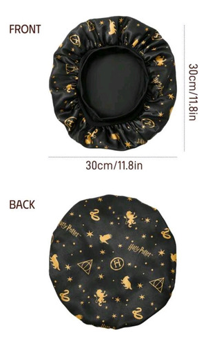 Gorro Cuidado Cabello Dormir Doble Capa Harry Potter Negro