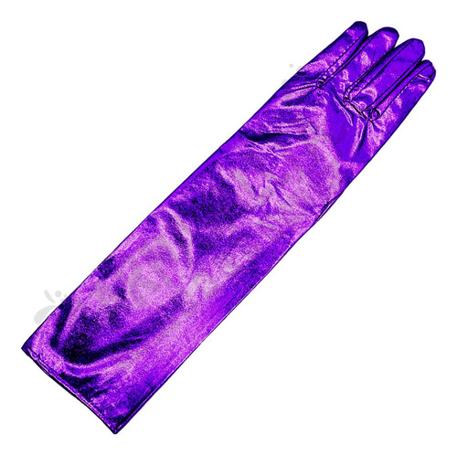 Guantes Largos Satén Morado Accesorios Disfraces Navidad