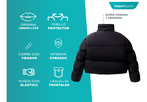 Campera Mujer Puffer Oreiro Love Abrigada Otoño Invierno