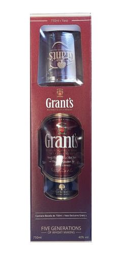 Whisky Grants 750cc + Vaso Vidrio