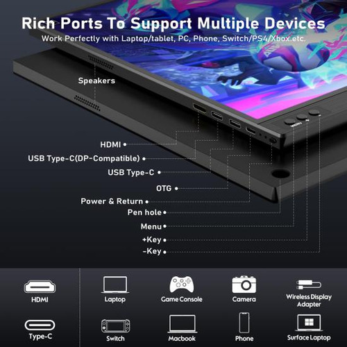 Zscmalls Monitor Portátil Pantalla De Computadora Full Hd De