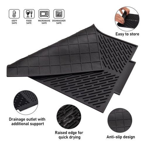 Tapete De Silicona Para Secar Platos Iartker Con Borde De...