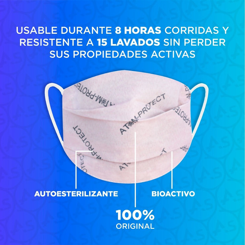 Imagen 4 de 10 de Barbijo Atom Protect Original X 5 Uni Anmat Lavable Conicet