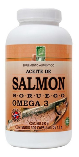 Suplemento All Nature 300 Cápsulas Aceite De Salmon Omega 3 en Bote de 390g