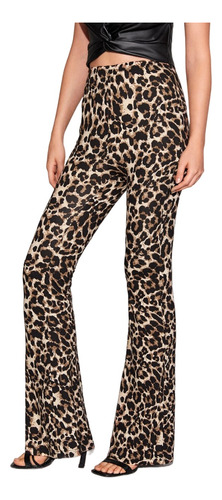 Pantalón Elegante De Pierna Ancha Estampado De Leopardo