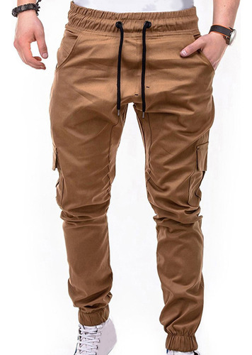 Pantalones A Color Para Hombre, Bolsillos Laterales, Cintura