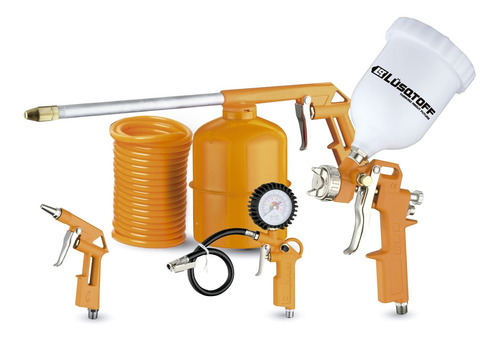 Kit Aire Compresor 5 Piezas Inflador Pistola Pintar Rex