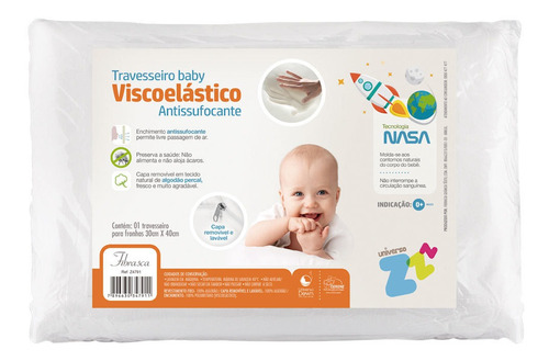 Travesseiro Antissufocante Visco Percal 30x40 Cm - Fibrasca