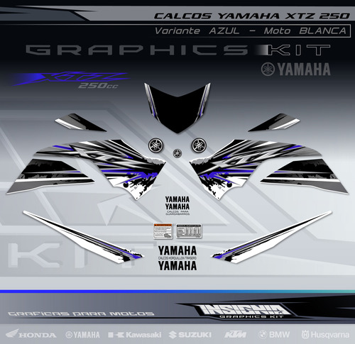 Calcos Yamaha Xtz 250 - Moto Blanca - Insignia Calcos