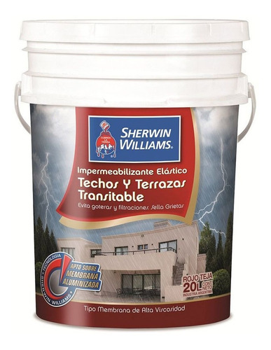 Impermeabilizante Techo Terrazas Rojo 20lt. Sherwin-williams