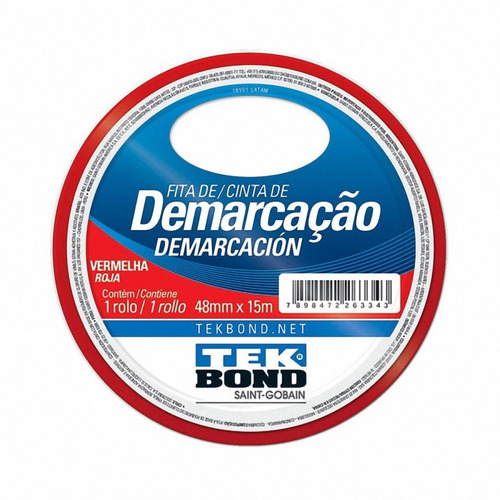 Cinta Demarcacion Pisos Señalizacion Tekbond Roja 48mm X 15m