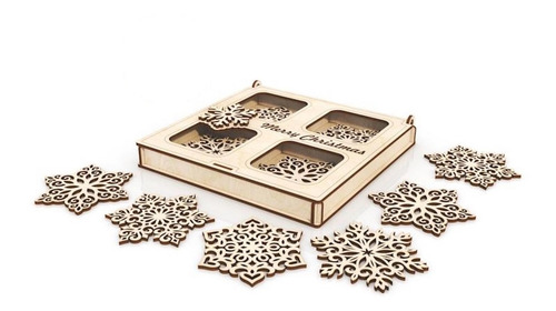 Imagen 1 de 6 de 36pcs Copos De Nieve Con Purpurina Navideña Adorno De Árbol