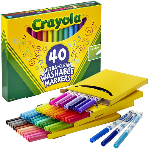 Juego 40 Marcadores Crayola Ultra-clean Linea Fina Lavable