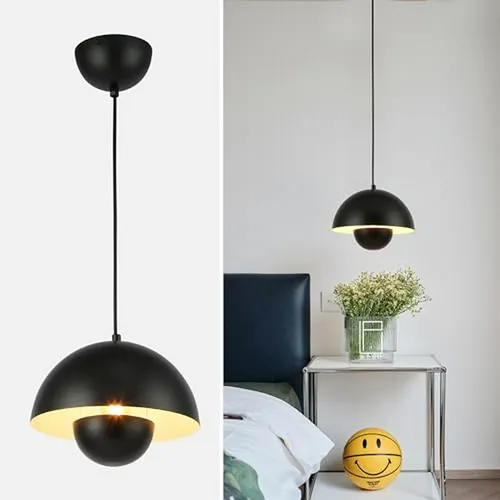 Lámpara Colgante Industrial Ajustable Con Pantalla Negra