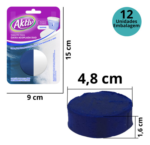 12 Bloco Caixa Acoplada Sanitário Tablete 45g Duo Marine Aktiv