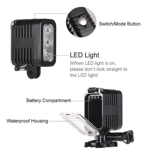 Lámpara Fotográfica Light Angle 7 Gopro 3 30 M Hero Video Wi