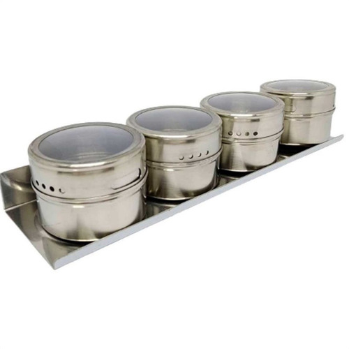 Imagem 3 de 10 de Porta Temperos Condimento Inox Imã Geladeira Magnético