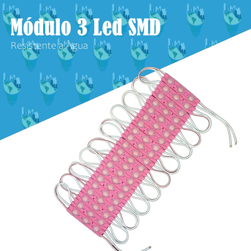 20 Módulos 3 Leds Luminoso 1.5w 12v Ip67 Rosa