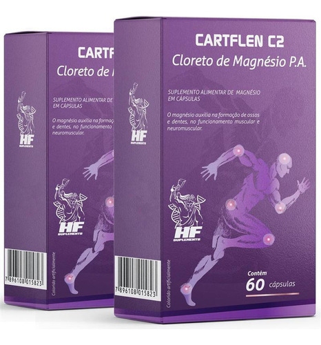 Kit 2 Cloreto Magnesio Pa 60cápsulas Contrações Musculares