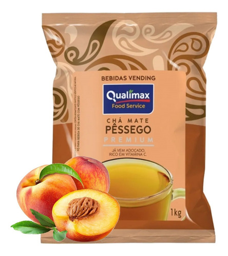 Chá Mate Pêssego Solúvel Qualimax Vending 1kg