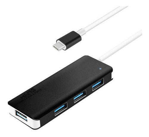 Adaptador Hub Tipo C A Usb 3.0 5 Gbps 4 Puertos Macbook Lap Color Negro