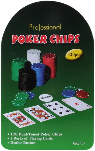 Poker 120 Fichas 2 Juegos De Cartas + Paño Poquer