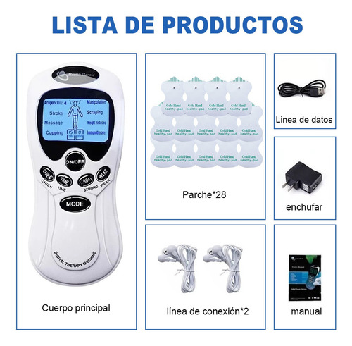 Tens Ems Electroestimulador De 8 Pulso Muscular Masajeador