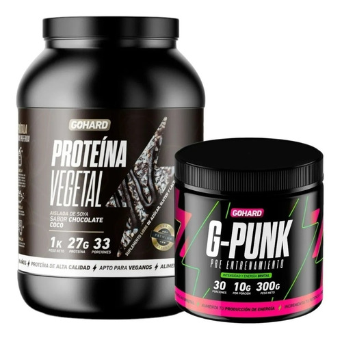 Proteina Vegetal Chocolate C. + Pre Entreno G-punk - Gohard