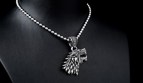 Collar Acero Inoxidable Game Of Thrones Lobo Stark Hombre