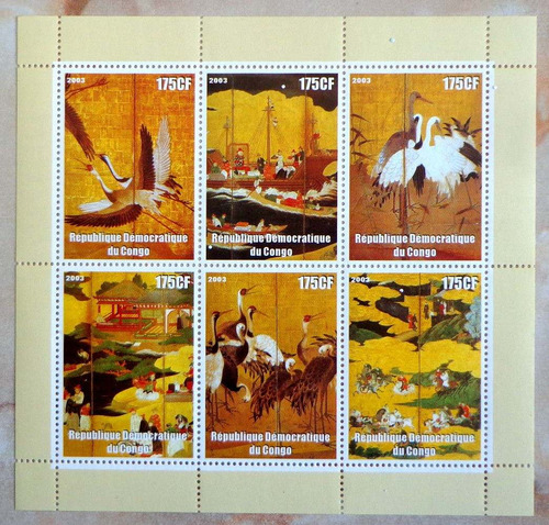 Congo Arte Japonés, Bloque 6 Sellos 2003 Mint L7492