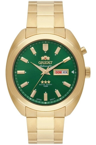 Relógio Orient Dourado Com Fundo Verde Automático Masculino