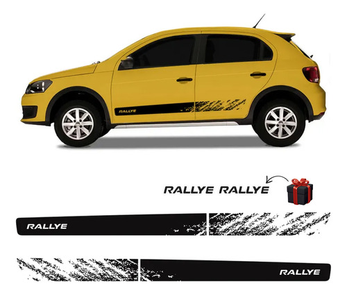 Kit Completo De Adesivo Faixa Lateral Gol Rallye G6 Preto