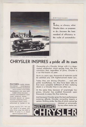 1930 Publicidad De Automoviles Chrysler Vintage Usa Clasicos