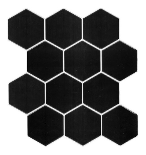 Telha cerâmica autoadesiva de vinil hexagonal preto Muresco