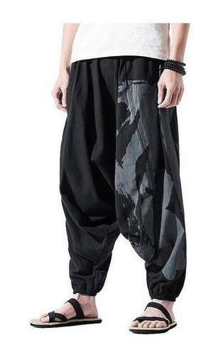 Pantalones Holgados De Algodón Y Lino Para Hombre, Con Cord