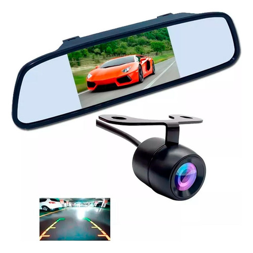 Kit Espelho Retrovisor Monitor Tela Lcd 4.3 + Câmera De Ré