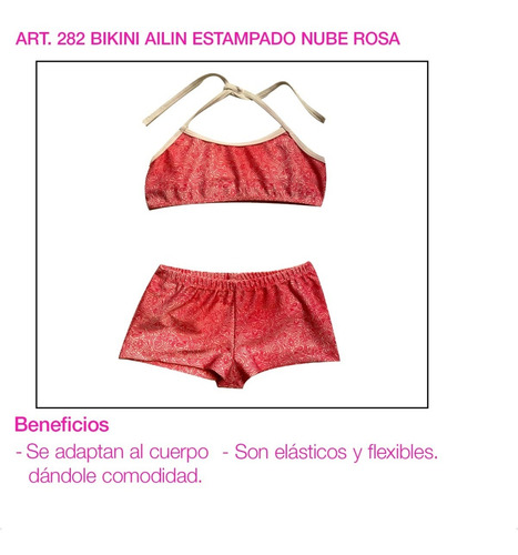Imagen 3 de 5 de Malla Bikini Ailin 272 Niña Shor Top Estampada Verano