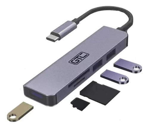 Adaptador Hub 5 En 1 Tipo C (usb2.0x2, Usb3.0x1, Sd/tf) Hug