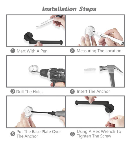 Juego De 8 Piezas De Accesorios De Baño Negro Mate, Toalla D