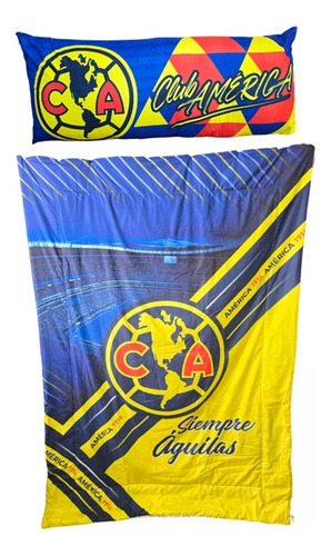 Edredón Matrimonial + Almohada Larga Doble Vista Providencia Amarillo América Fc
