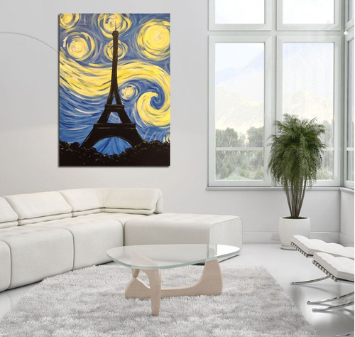 Vinilo Decorativo 50x75cm Torre Eiffel Van Gogh Sty