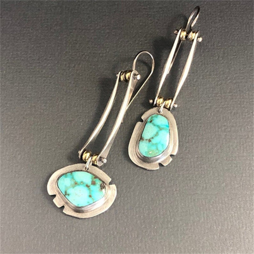 Pendientes Asimétricos De Separación De Color Turquesa Natur