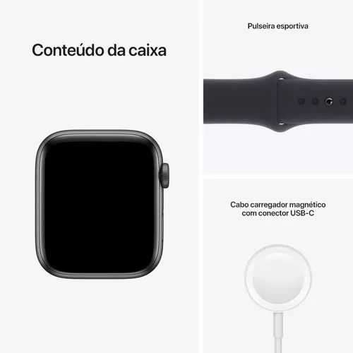 Apple Watch SE (GPS + Cellular, 44mm) - Caixa de alumínio cinza-espacial -  Pulseira esportiva Preto