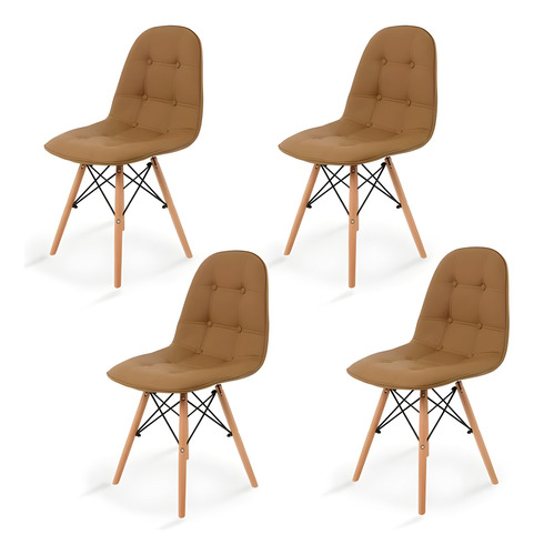 Set 4 Sillas Eames Capitonada Botón Moderna Minimalista