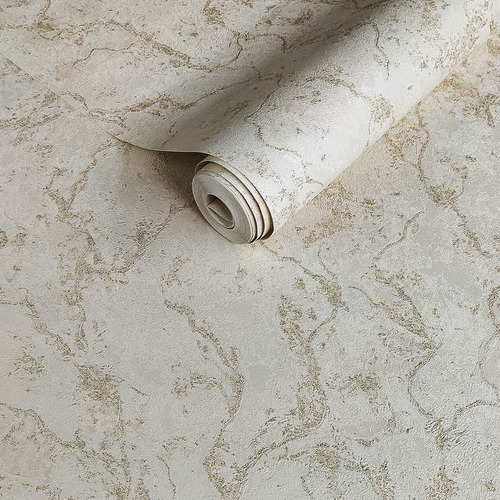 Imagem 3 de 8 de Papel De Parede Listrado Vinílico Alto Relevo Dourado + Cola