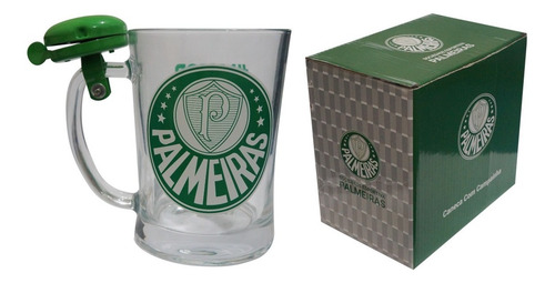 Caneca De Vidro Gigante 650ml Com Sino- Palmeiras Campeão