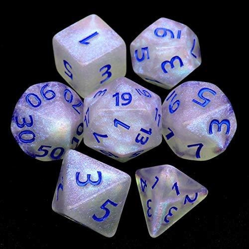 Haxtec Dnd Dice Iridiscente Glitter Números Azules Dados Pol