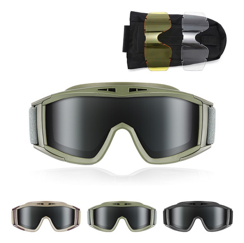 Policia Careta Gafas Goggle Militar Táctico Lentes Color Verde