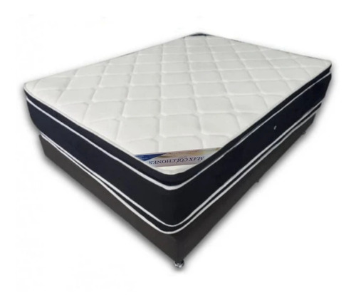 Combo Base Cama 100x190 Y Colchón Ecopillow Semiortopedico 