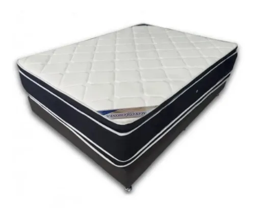 Combo Base Cama 140x190 Y Colchón Ecopillow Semiortopedico